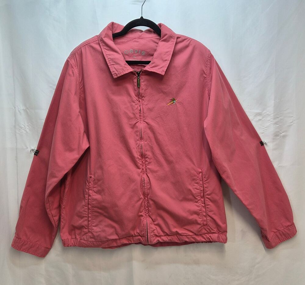 Orvis Pink Lightweight Jacket Bird Embroidered Logo Zip Up Womens XL Outdoor